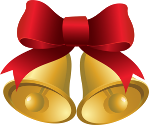 christmas bells with red ribbon